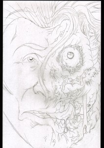 Uninked Two-Face illustration by Nick DiFabbio 
