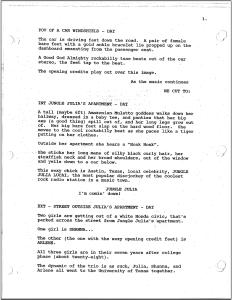 From the final draft of Death Proof, back when Mickey Rourke was supposed to play Stuntman Mike.