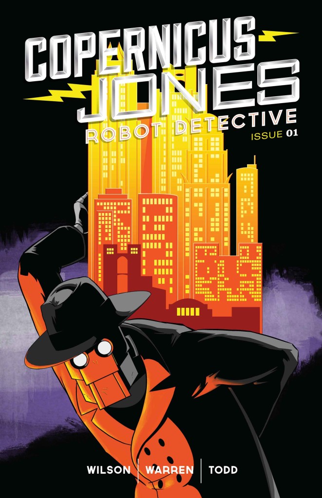 The cover to Copernicus Jones: Robot Detective #1. Art by Kevin Warren. 