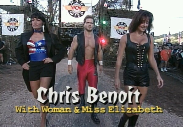 Benoit, his wife, and Macho Man's ex-wife. No one from this image is still alive. Screenshot courtesy of @SundownMotel,
