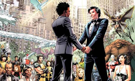 Northstar's wedding in Astonishing X-Men #51. Art by Mike Perkins.