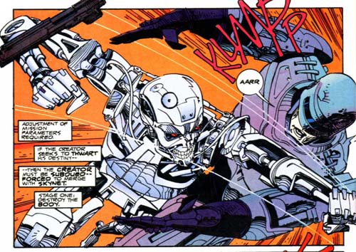 Panel from Robocop Versus The Terminator as it originally appeared (colors by Rachelle Menash).