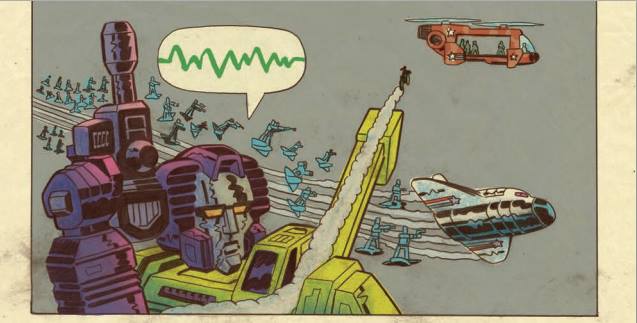From Transformers vs. G.I. Joe #3. Art by Tom Scioli. 